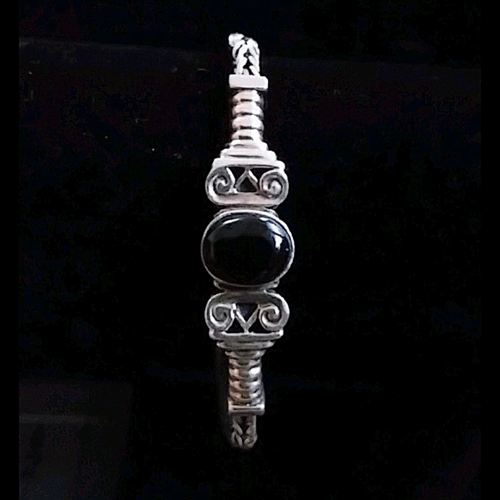 925 Sterling Silver/Onyx Bracelet 7.5"